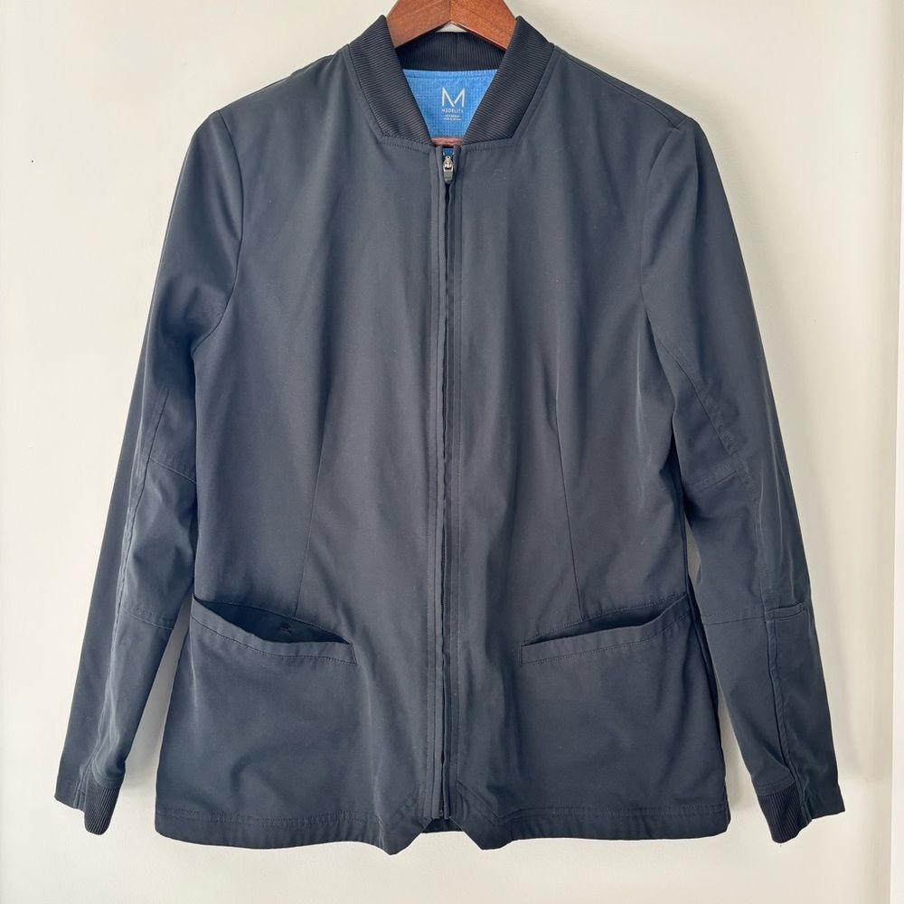 Medelita Modern Fit Bomber Scrub Jacket Black Size Medium